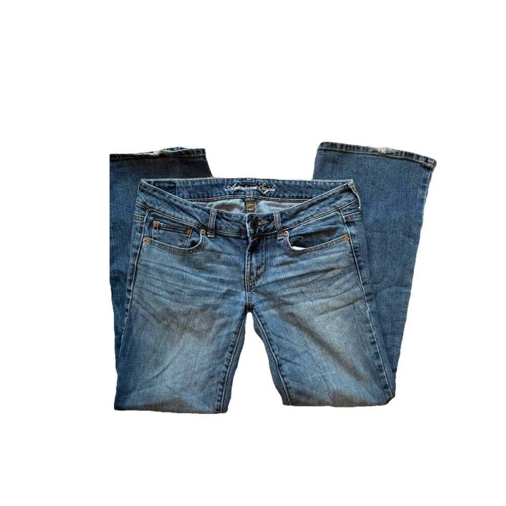 American Eagle Flare Jeans Women Size 8 Short Medium Wash Bootcut Y2K Stretch